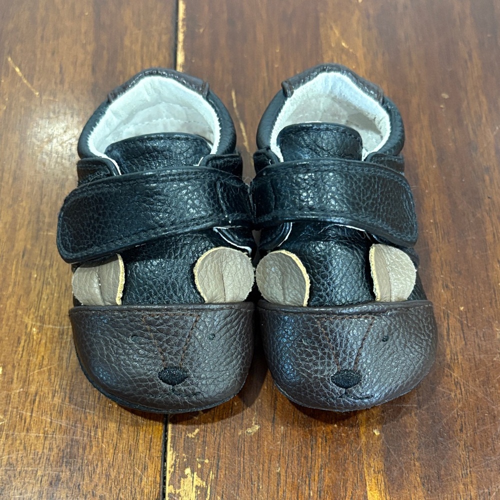 Black and Brown Bear Baby Shoes